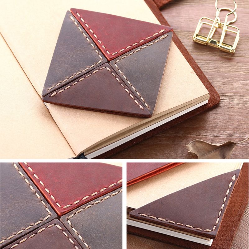 Triangle Bookmark Handcrafted Leather Reading Marking Accessories Corner Page Maker For Book Lover Readers Teacher G88D