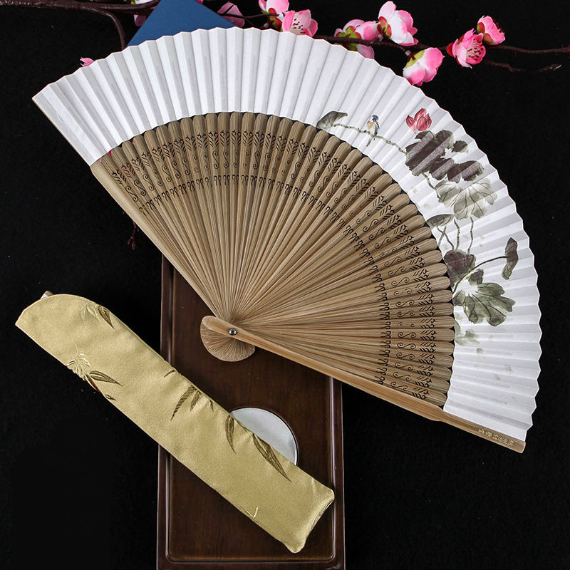 Abanicos de papel de baile, abanicos de mano portátiles Hanfu Bambou, abanico de papel exquisito Para mujeres, Ventilador de bambú clásico, Abanicos Para Boda de verano
