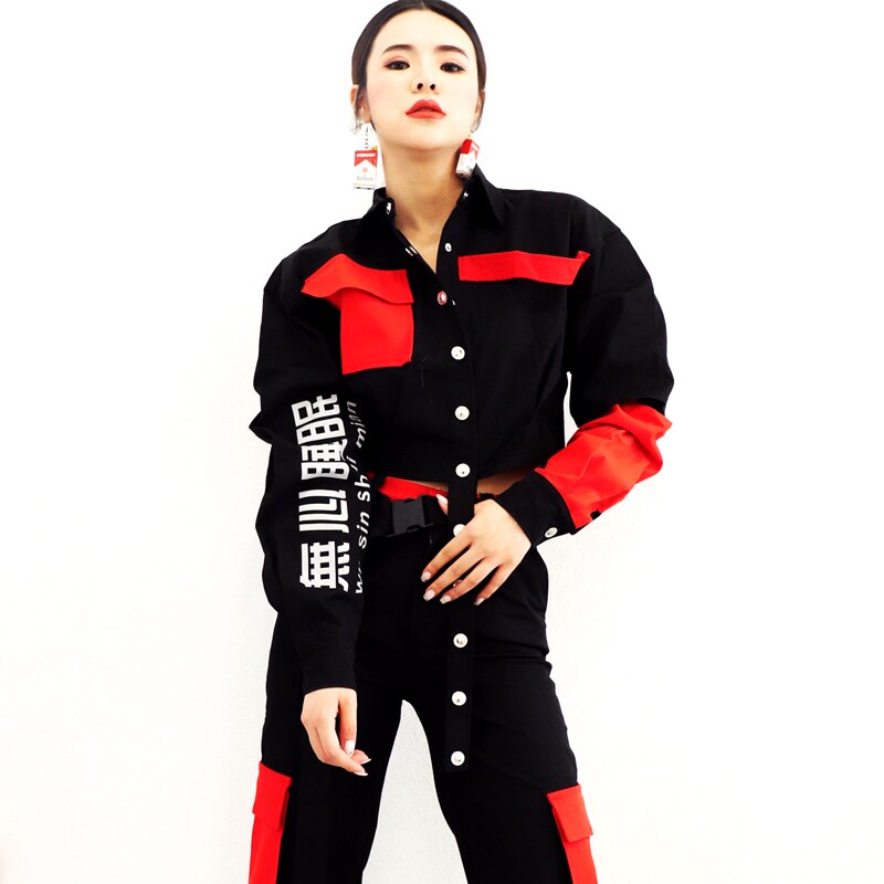Hip Hop Costumes Female Jazz Team Performance Clothing Adults Street Dancing Stage Wear Loose Overalls Suit Rave Outfits DN4647