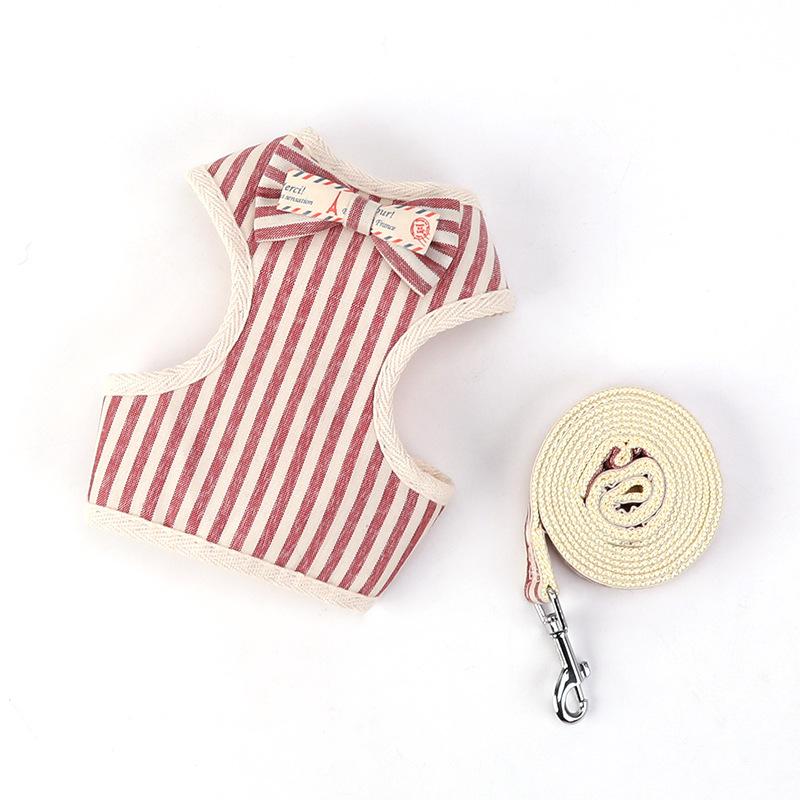 Kleine Hond Harnas Leiband Set Huisdieren Honden Producten Kat Vest Strik Mesh Gevoerde Voor Puppy Chihuahua Pug Bulldog kragen: Pink / M