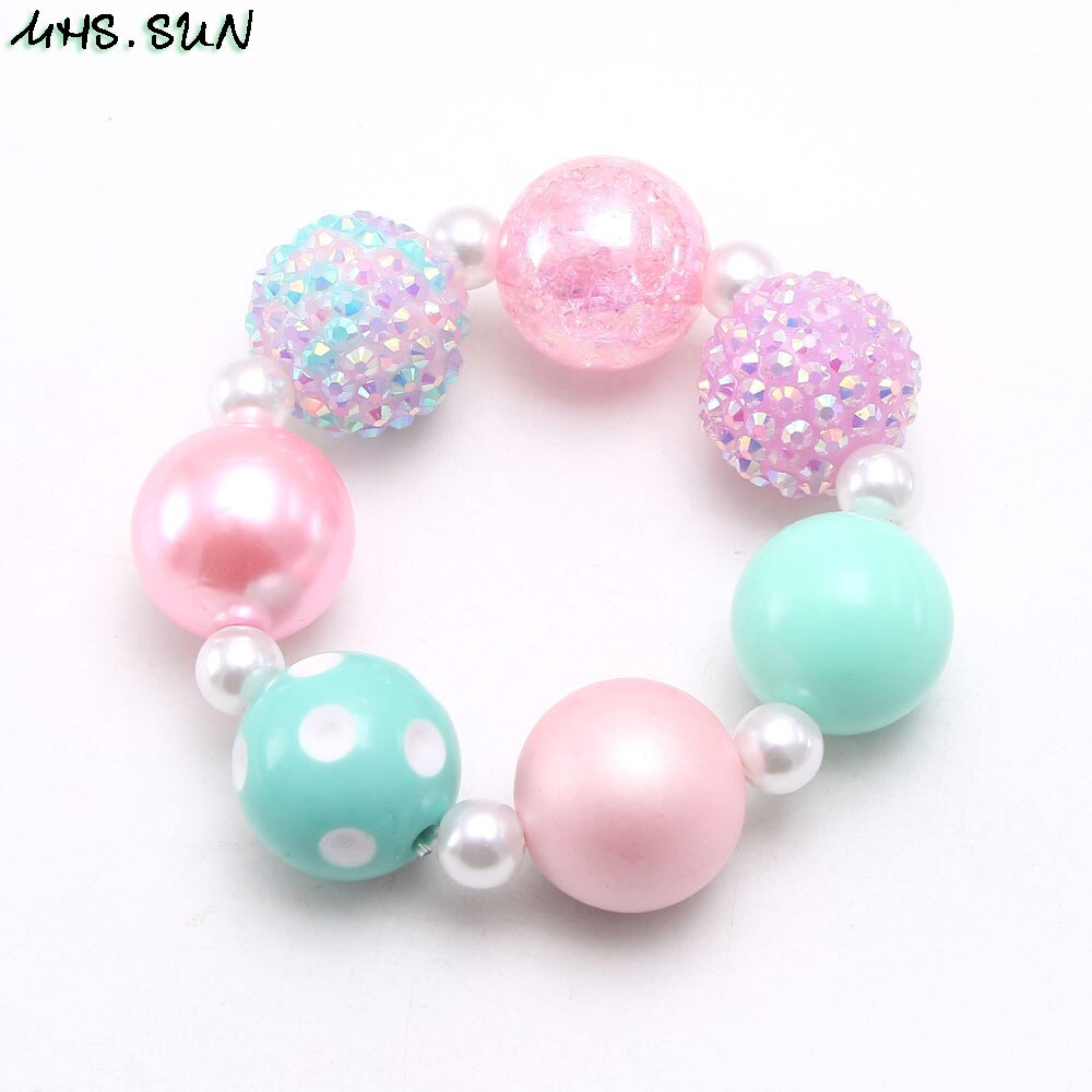 MHS. SONNE Niedliche kinder perlen armbänder bunte kind mädchen chunky bubblgum perlen armband elastische schmuck für baby 1 stücke