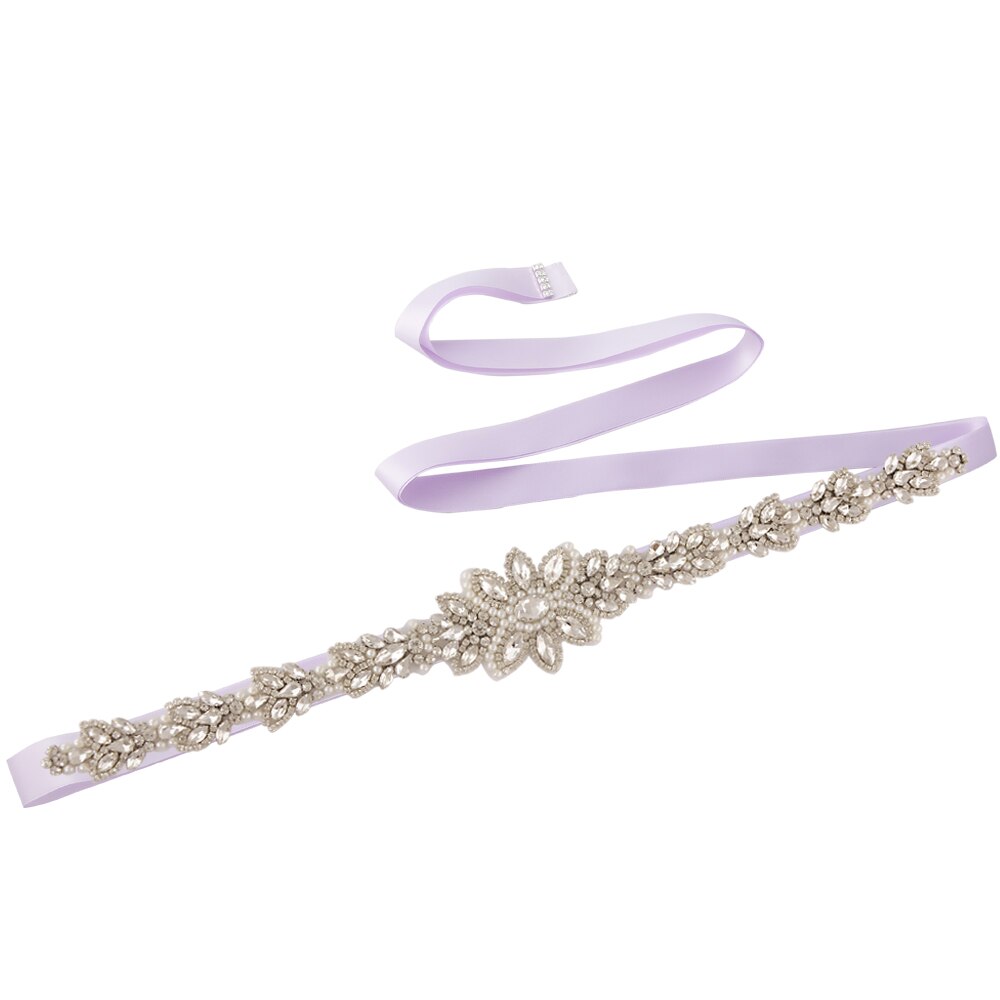 OLOMLB Braut Gürtel Hochzeit Gürtel Strass Silber Diamant Braut Gürtel für Brautkleid Hochzeit Zubehör für Abendkleid Werden: Lavendel