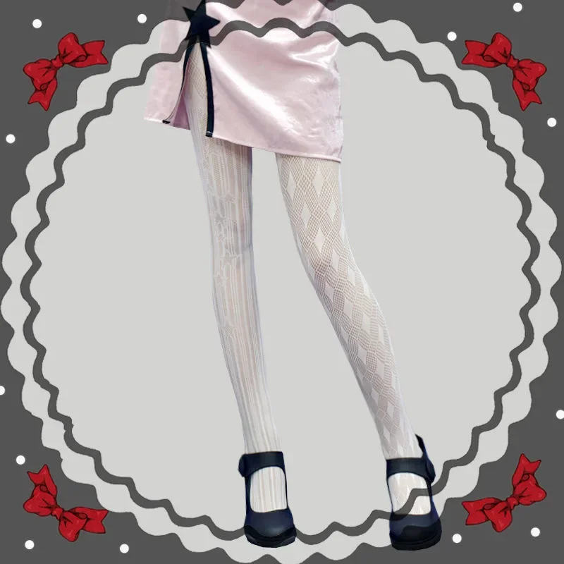 Star Heart Lolita Socks Tattoo Print Pantyhose Fishnet Stockings Kitty Cat Japanese JK Tights Gothic Cosplay Lace Black Tights: army green