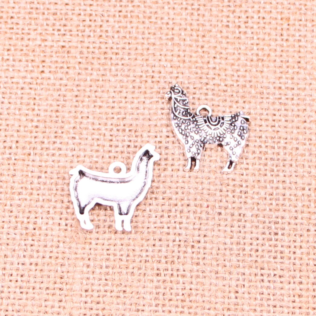 12pcs Oud Zilver Schapen Alpaca Charms Voor Sieraden Maken DIY Handgemaakte 26*25mm