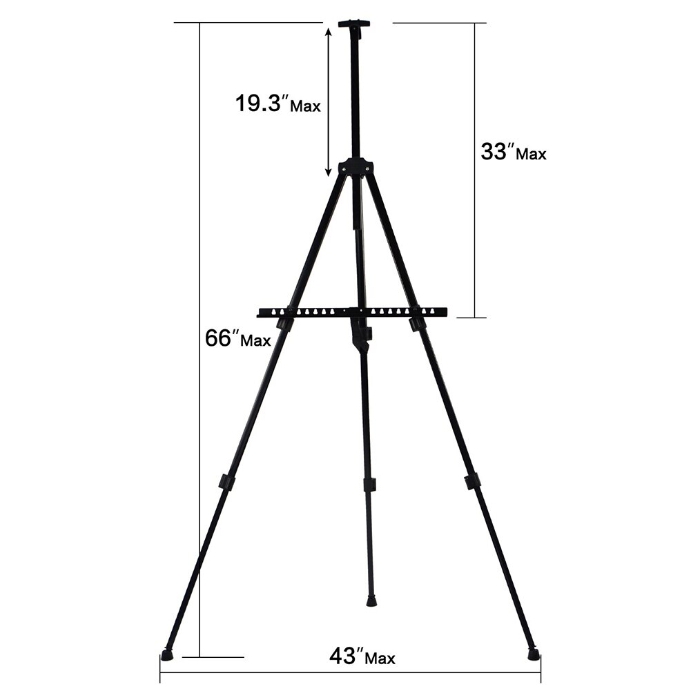 Portable Folding Adjustable Height Travel Painting Easel Art Display Board School Students Metal Tripod Craft Supplies Stand