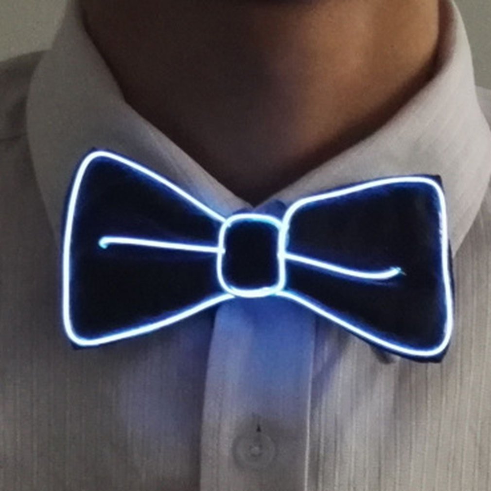 Mannen Led Draad Knipperlicht Up Strikje Lichtgevende Bow Tie Stropdas Voor Mannen Club Wedding Dance Party Kerst jaar: WHITE