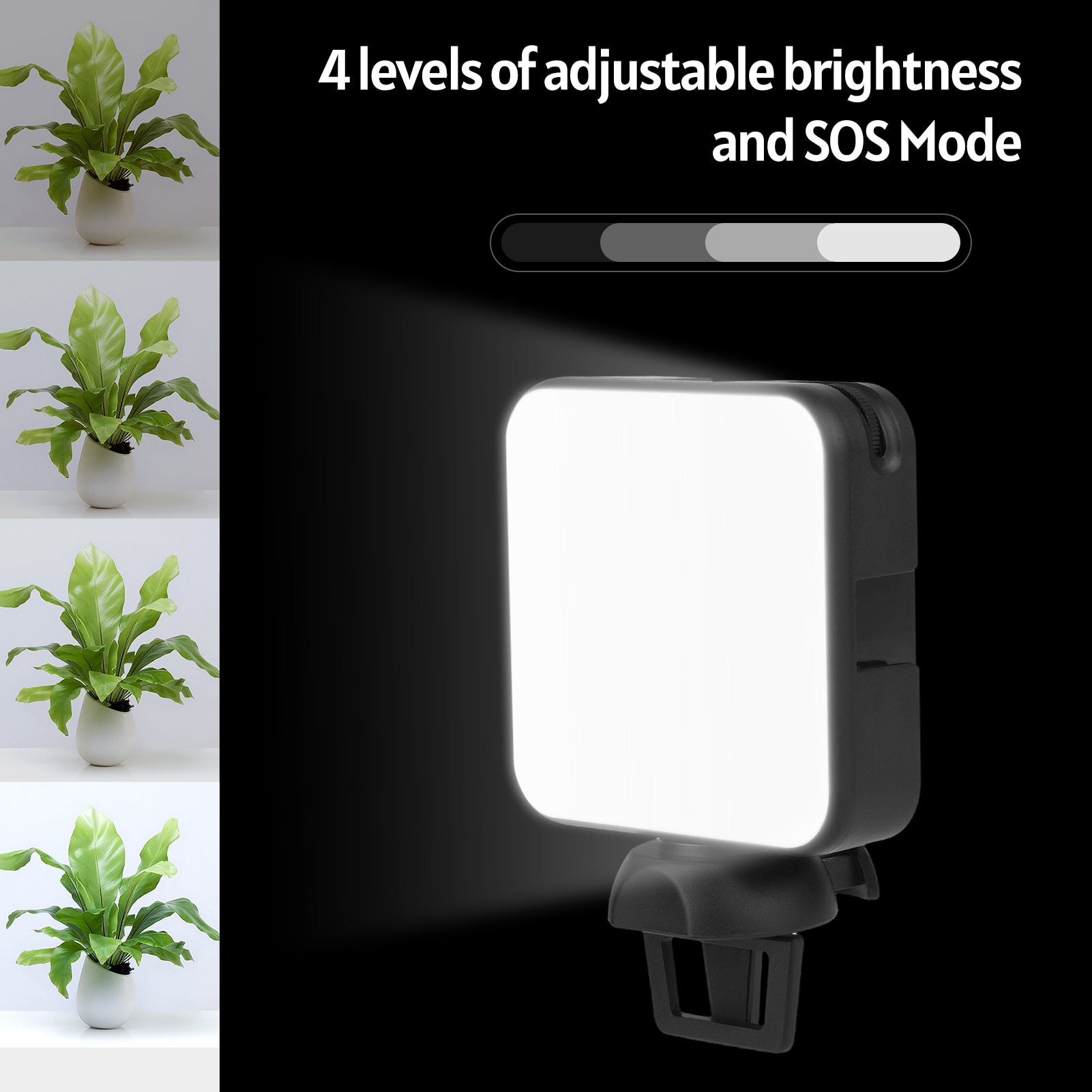 Andoer W36 Mini LED Video Light - 5600K Daylight - Adjustable Brightness - 3 Cold Shoe Mounts