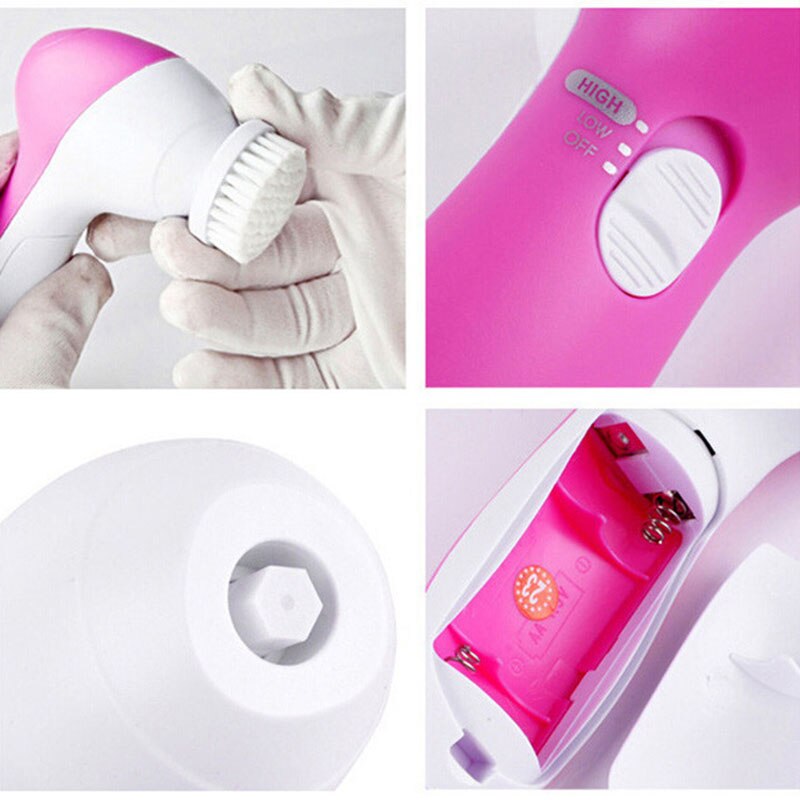 5 i 1 mini elektrisk ansiktsborste por pormaskrengöring massageapparat för ansiktsföryngring huduppstramningsanordning hudtvättverktyg