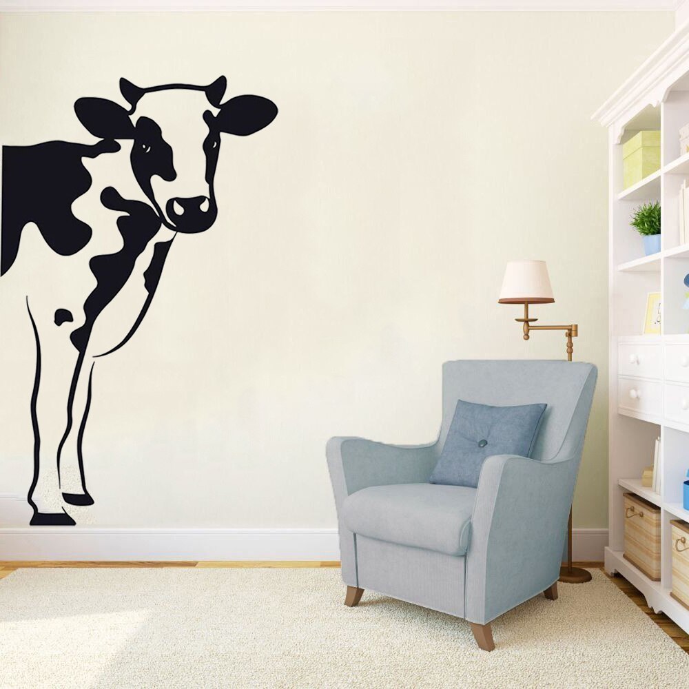 Dier Koe Muur Decor Voor Keuken Vinyl Home Decor Boerderij Zuivel Sticker Verwijderbare Interieur Decoratie Muurschildering Behang