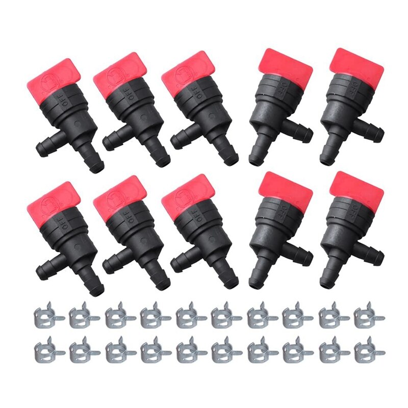 10PCS 1/4 inch 90 Degree Fuel Shut Off Valve for Briggs & Stratton 698181 494539 697944 Tecumseh 35857 Lawn Mower: Default Title