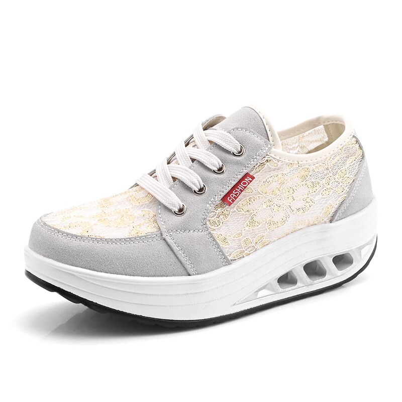Mozbon Toning Shoes for Women - Height Increasing Platform Sneakers - FREE FLEXIBLE Technology - Spring Summer Autumn: Beige / 35
