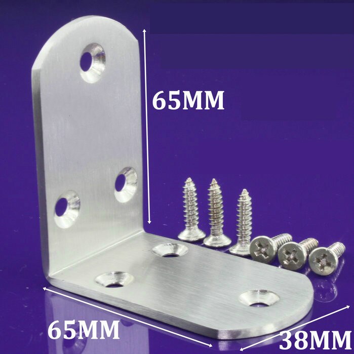 10pcs Corner Brackets L-shaped Angle Stainless Steel Bracket Thickness Furniture Repair Corner Code Perforated Shaft Bracket: B