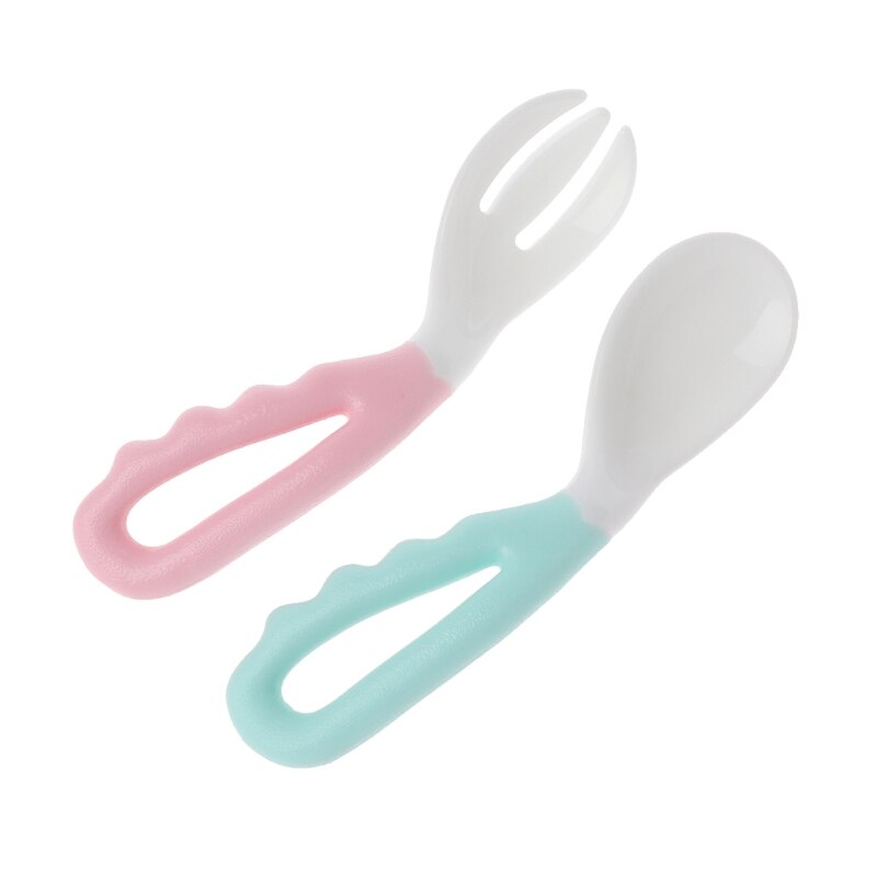1 setti vauvan lusikka haarukkasarja astiasto turvalliset ruokintatarvikkeet bpa ilmaisia turvavälineitä lapsille vauvan lusikkahaarukka 2 kpl setti: 1