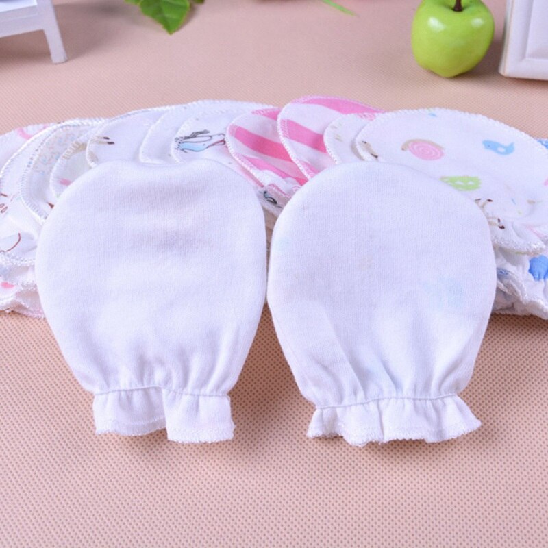 2Pairs Of Cotton Glovers For Newborn Baby Girl Boy Anti-scratch Face Protective Gloves Cute Print Elastic Glovers Random Color