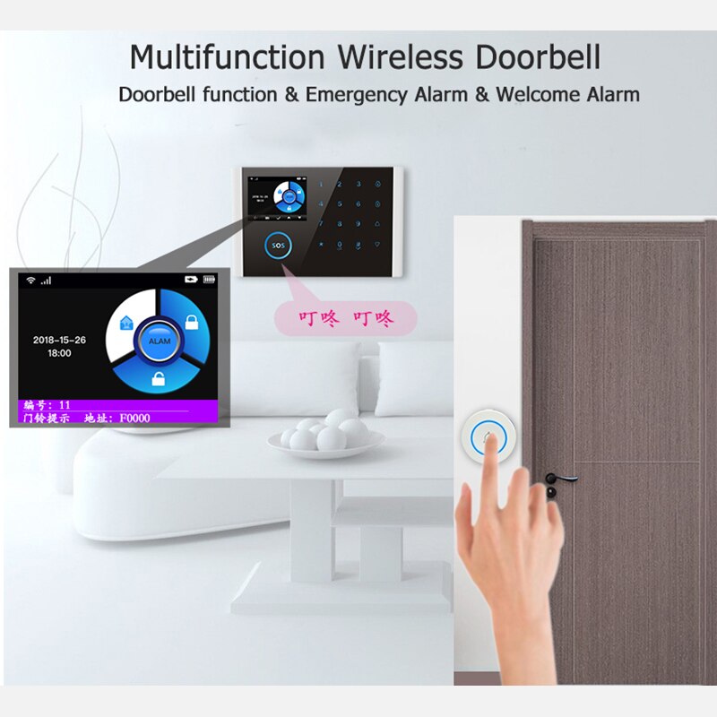 Intelligent doorbell home security welcome wireless doorbell 433MHz wireless alarm SOS button doorbell