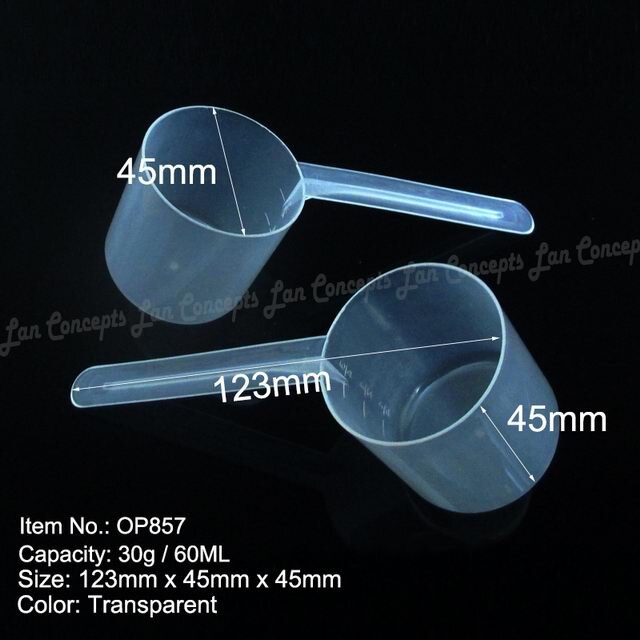 50 teile/los Kunststoff Scoop Sauerei PP Löffel 0,1g 0,25g 1g 2ml 3g 6ml 4g 8ml 5g 10ml 10g 20ml 30g für Möglichkeit-freies: 30g OP857 T