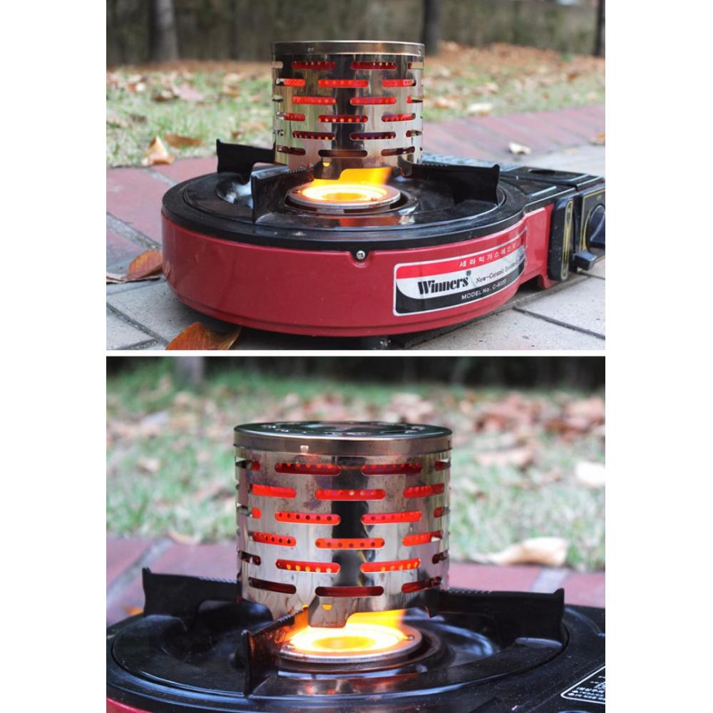 Mini varmelegeme komfur slidstærk udendørs camping gas varmelegeme komfur bærbart rustfrit stål varmere varmeafdækningsudstyr
