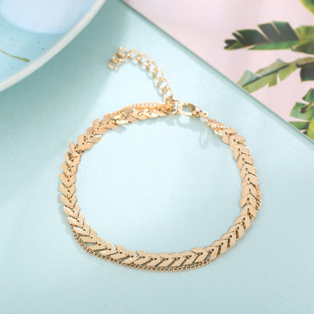 Tobilleras para mujer, accesorio de verano para playa, pulsera para sandalias, tobilleras: Gold