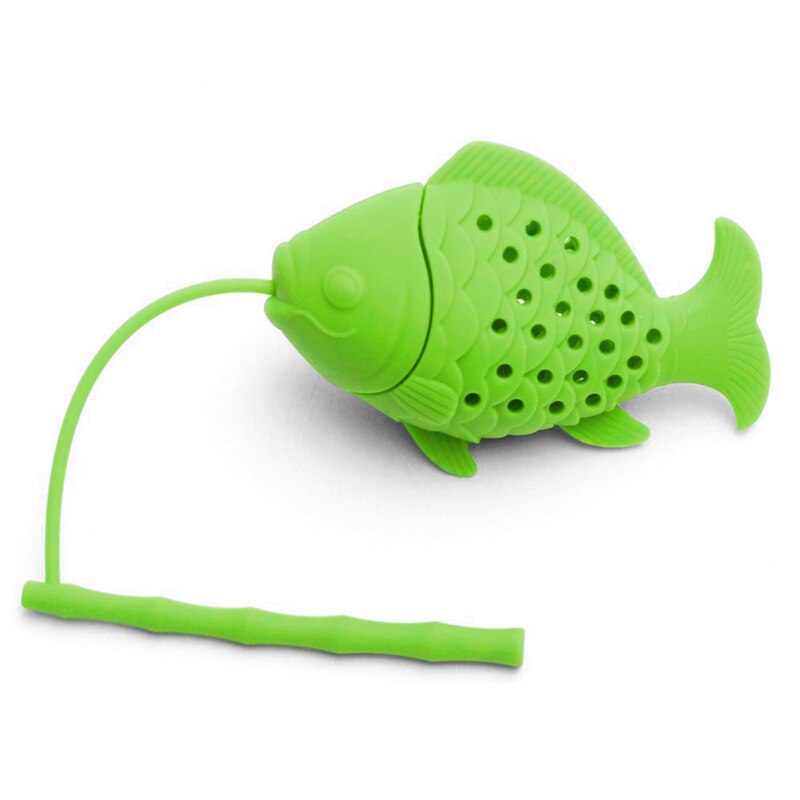 Reusable Fish Tea Infuser FDA Approved Silicone Tea Strainer Portable Herb Filter Tea Bags Drinkwares: Green