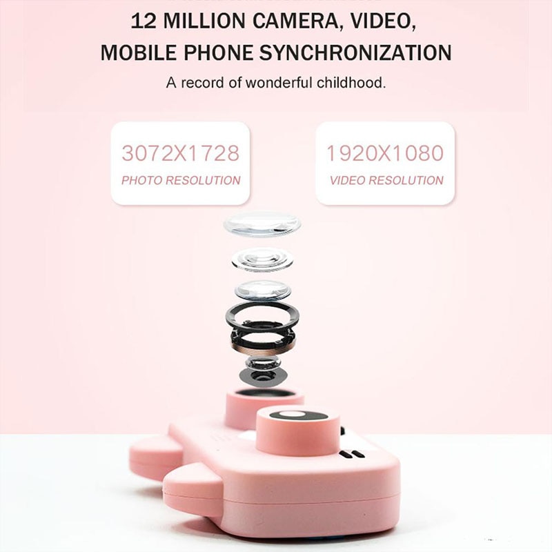 Cámara ultra-mini inteligente para niños IPS 1080P HD cámara Digital impermeable para niños 1200W cámara de dibujos animados de 2 pulgadas soporte WiFi tarjeta TF