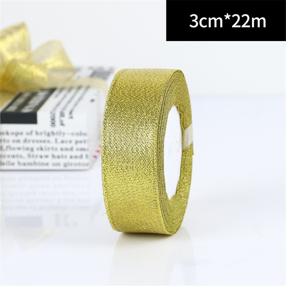 1Pc Silk Decorative Ribbon Glitter Onions Ribbons Wedding Cake Decoration Packaging Strips Christmas Party Supplies: 3cm gold