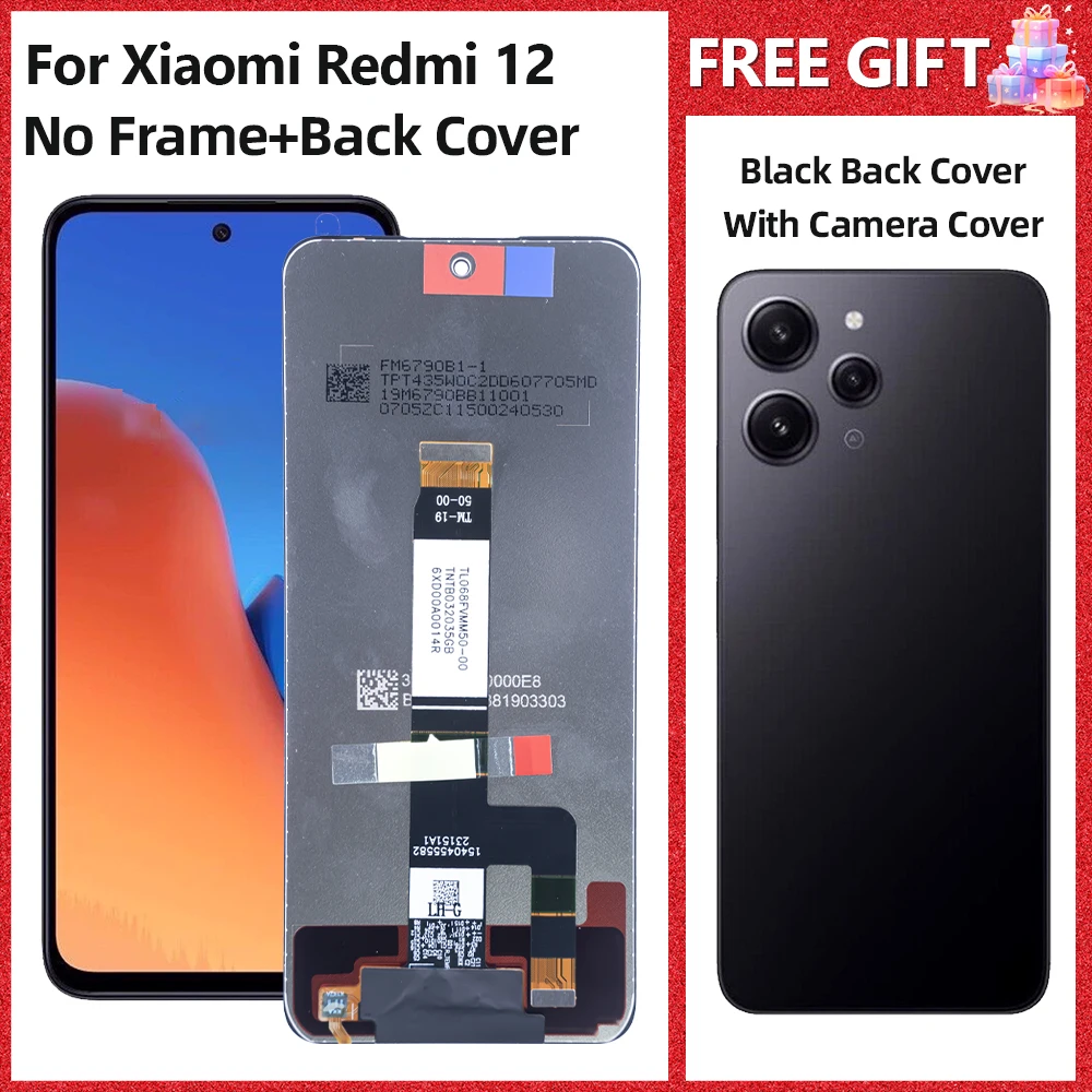 6.79" AMOLED For Xiaomi Redmi 12 LCD Display Touch Screen With Frame Digitizer Assembly 23053RN02A 23053RN02Y Screen: Linen