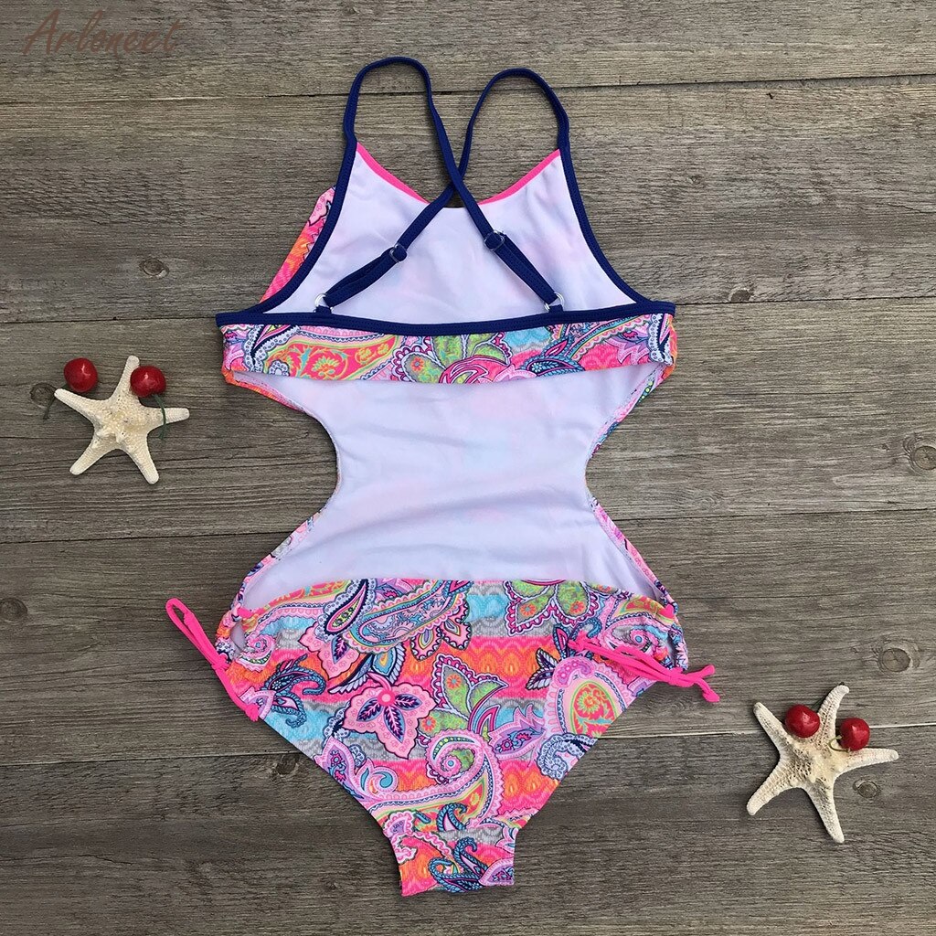 Summer Swimwear Teen Children Girls Print Africa Style One-piece Swimsuit Beach Bikini Beachwear Clothes Swimwear