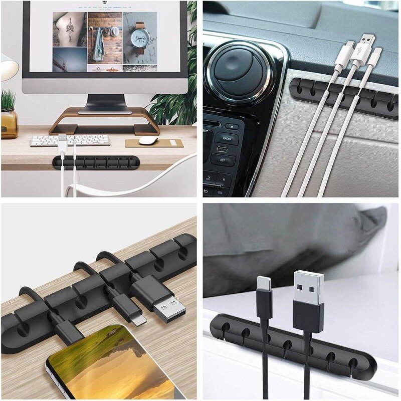 Cable Organizer Silicone USB Cable Winder Desktop Tidy Management Clips Cable Holder For Mouse Keyboard Headphone Wire Organizer
