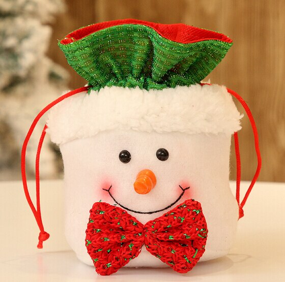 1 stk julebørn slikposer pose bomuld julemanden snemænd juletaske børnetaske løbebånd: B