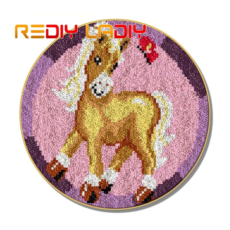 Klink Haak Tapijt Voetbal Icoon Haken Tapijt Tapijt Acryl Garen Pre-Gedrukt Canvas Kussen Mat Gehaakte Tapestry Latched Haak kit: ZD115