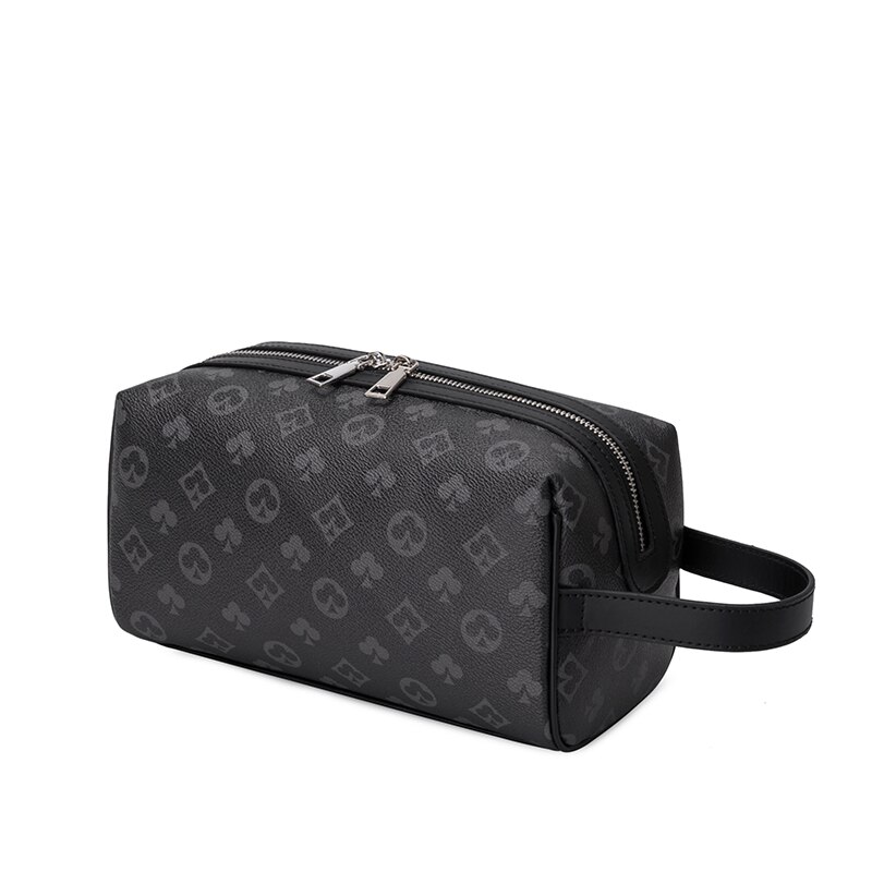 Waterproof Toiletry Bags Leather Travel Cosmetic Bag Organizer Women Makeup Bag Portable Men's Make up Case Beauty Storage Bags: Black