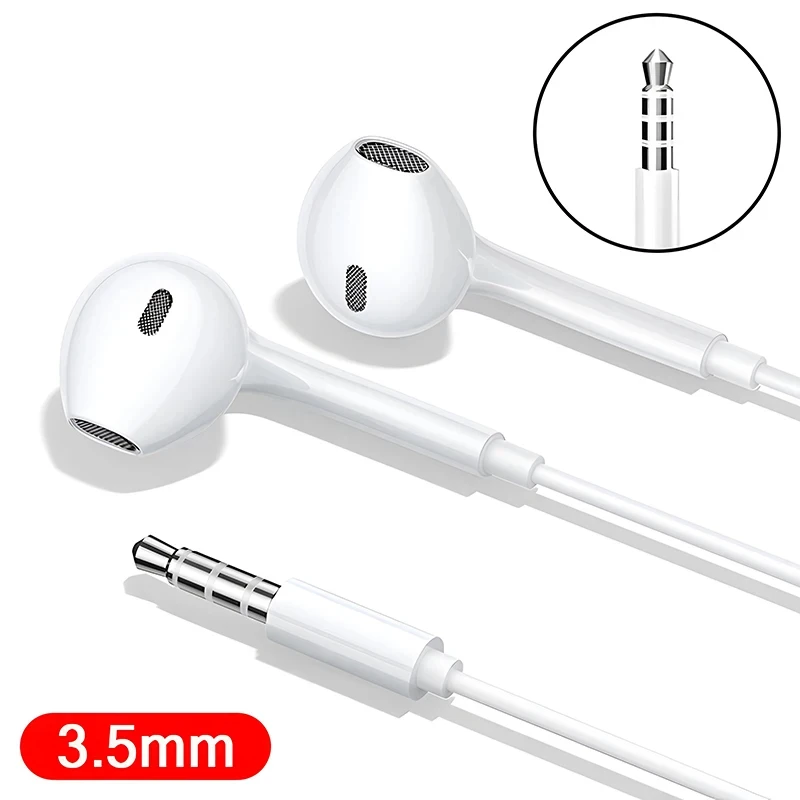 Originale hovedtelefoner til apple iphone 14 kablede bluetooth-øretelefoner 13 12 11 pro max  xr 7 8 6 6s plus 3.5mm in-ear stereo-ørepropper: Xs / Hvid