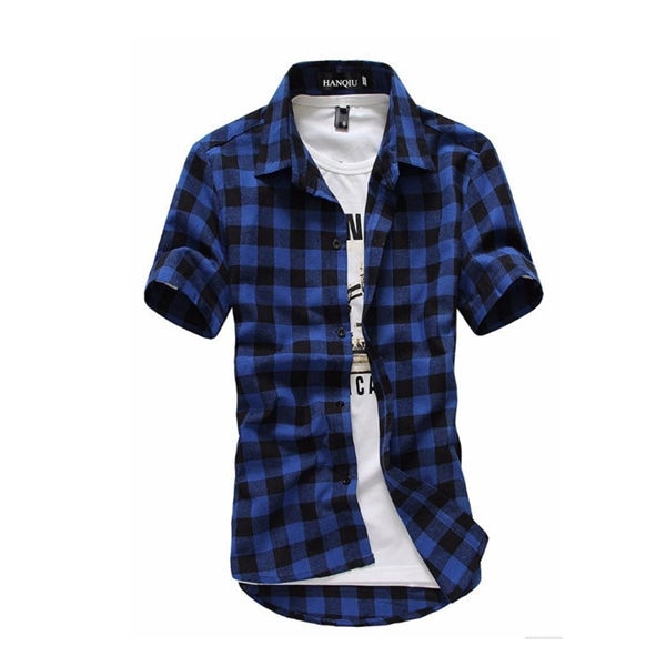 Rød og svart rutete skjorte herre skjorter sommer chemise homme mens rutete skjorter kortermet skjorte for menn bluse