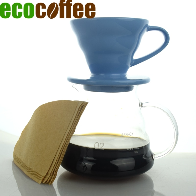 Ecocoffee 1-2 kopjes keramische koffiepercolators  v60 brouwers barista koffiezetapparaat papieren filters koffieserver