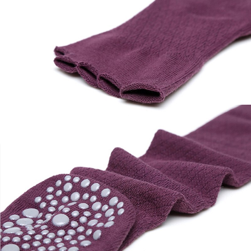 Winter dames lange buis yoga sokken beenwarmer antislip open teen danssokken yoga vingers antislip katoen ademend elasticiteit