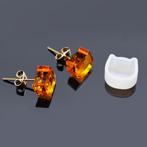 5 pièces hexagone carré tête de chat Silicone moule pour faire soi-même pour la fabrication de bijoux résine époxy moules pour boucles d'oreilles pendentifs faisant des outils blanc