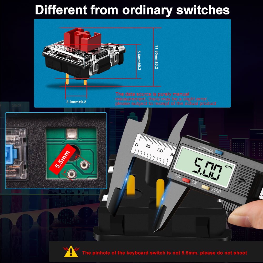 REDRAGON SMD RGB MX Low Profile 5.5 Switch 3Pin Clicky Linear Tactile Silent Mechanical Keyboard Red Black Blue Brown Switche