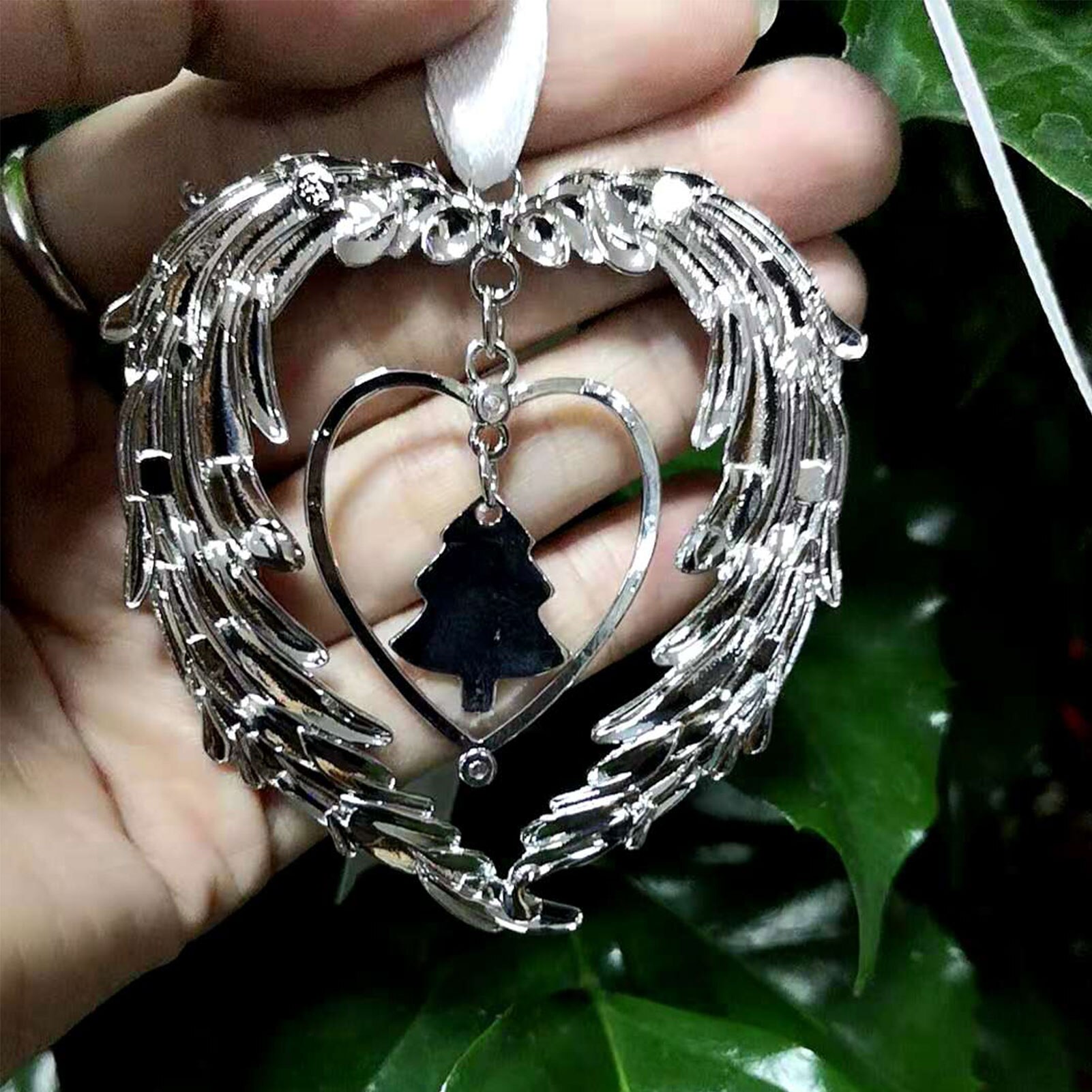 Christmas Memorial Angel Wing Decoration Pendant In Our Hearts At Christmas Tag Ornaments Commemorative Hanging Decor