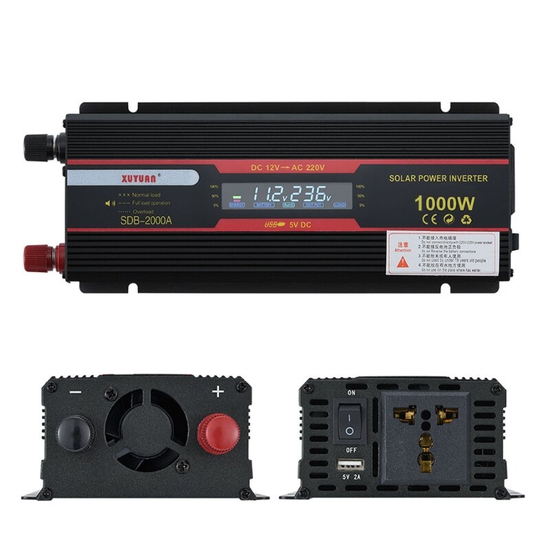 1000W Car Inverter DC 12V/24V to AC 110V/220V Voltage Converter with LCD Display