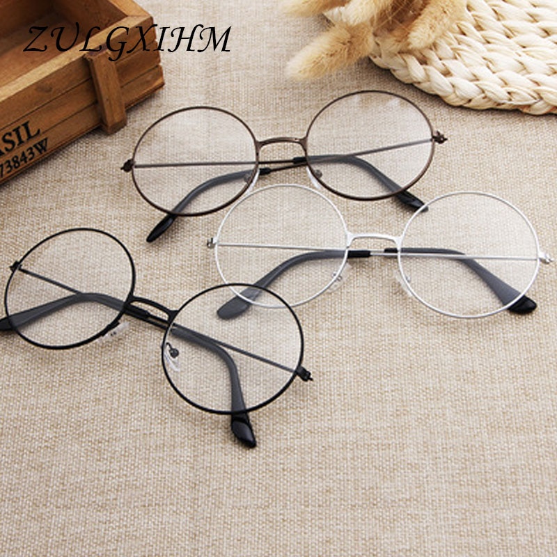 Round Plain Clear Glasses Ultra Light Metal Decoration Transparent Women Eyewear Frames Prescription Optical Spectacle Frames