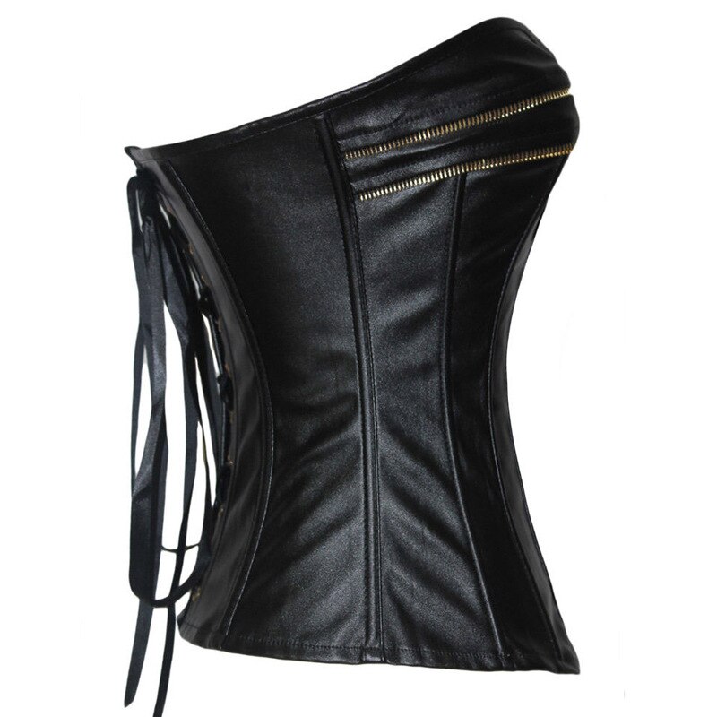 Overbust Corset Sleeveless Bustier Zip Up Gorset Sexy Black Women Korsett Zipper Corselet Outfit Femme Korset Korse Tops Shaper