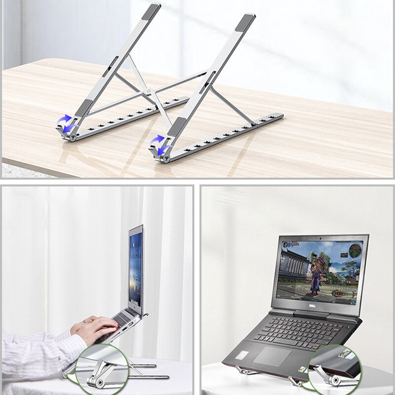 Bærbart stativ til bærbar computer foldbart tilbehør til bærbar computer til macbook pro air base støtte notebook holder tablet stativ justerbar stigerør