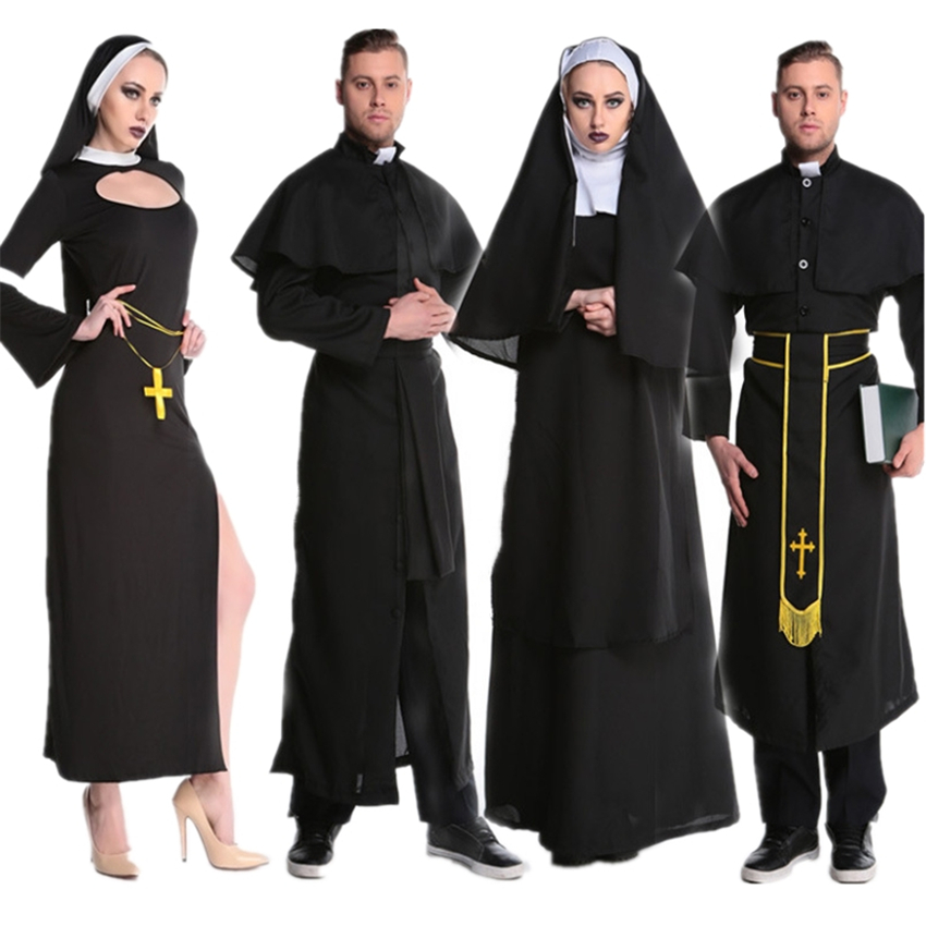Medieval Cosplay disfraces de Halloween para las mujeres sacerdote monja traje misionero adulto Cosplay ropa vestido de mujer
