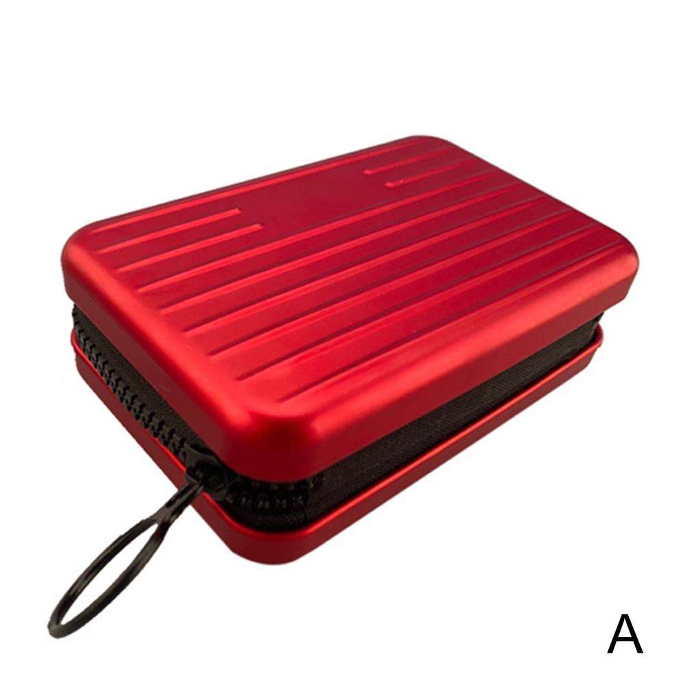 Aluminium Card Case Rits Portemonnee Portemonnees Veilige Rits Aluminium Card Card Rfid Houder Lichtmetalen Credit Houder H3D4: Rood