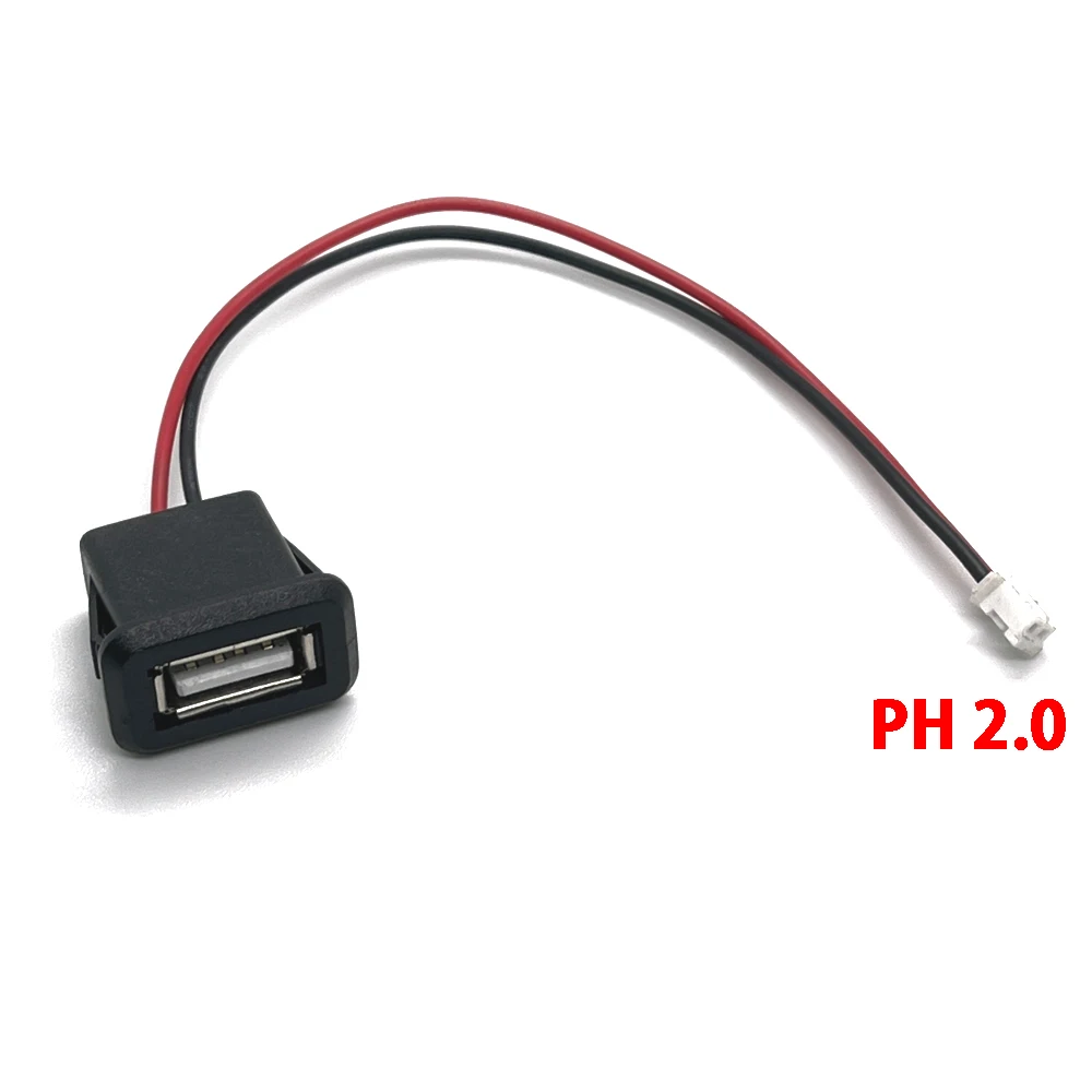 Conector de puerto de carga hembra USB 2,0 de 2/4 cables, conector de puerto de carga de 2 pines y 4 pines con Cable PH2.0, terminales eléctricos, enchufe de cargador USB: Verde