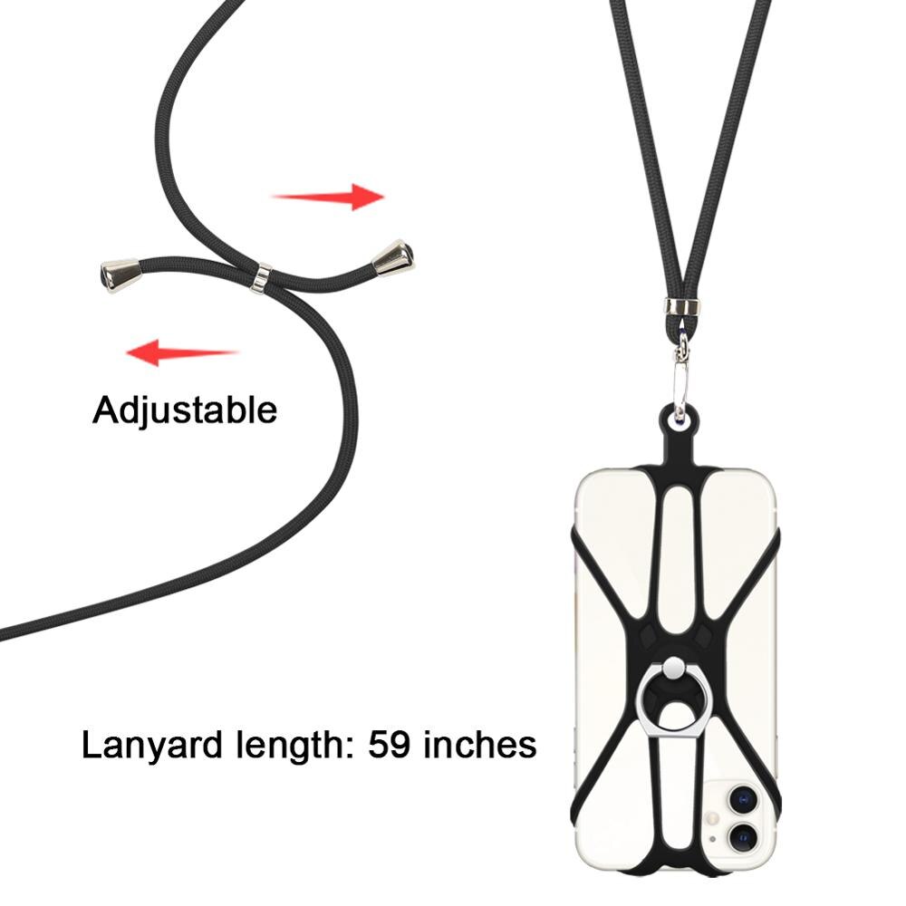 Correa de teléfono móvil bandolera ajustable correas y cordones para el cuello para las llaves de tarjeta de identificación de sujección de insignia y USB bricolaje Nylon colgar correa de llavero: Black
