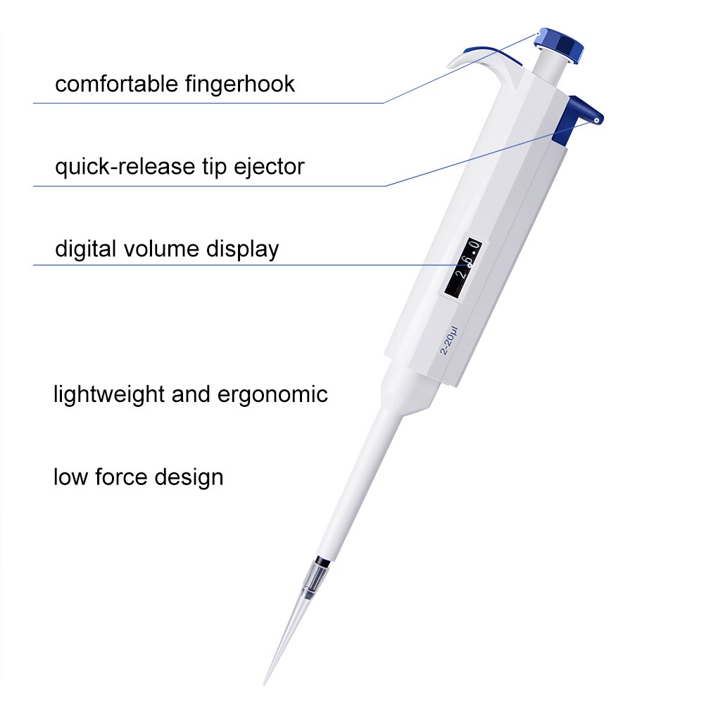 FOURE'S SCIENTIFIC Pipette 2-20ul Lab Adjustable Micropipettes Pipette Single Channel 2-20 Microliter Pipette Pipettor