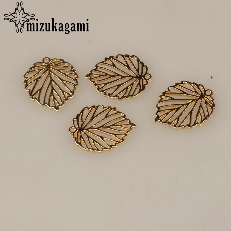 22mm 10 stks/partij Zinklegering Charms Hanger Gold Hollow Bladeren Vorm Charmes Voor DIY Sieraden Maken Vinden Accessoires