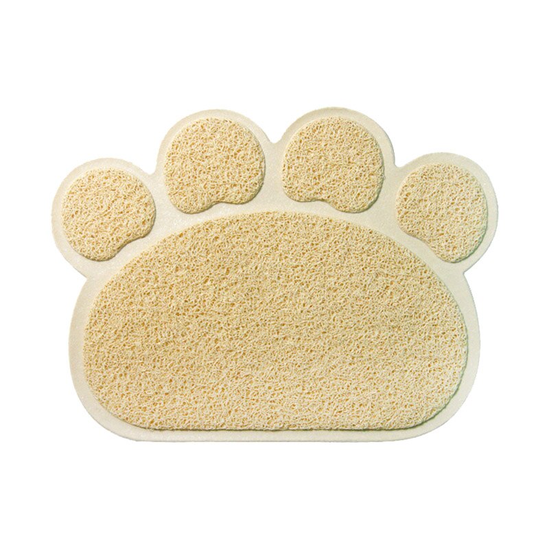 Pfote Geformt Katzenstreu matt Wurf Fangen Pad Wasserdichte PVC Haustier Hundefutter Matten Fütterung Tischset Einfach Waschen Nicht-Unterhose Boden Pads: Beige / S(30x40cm)