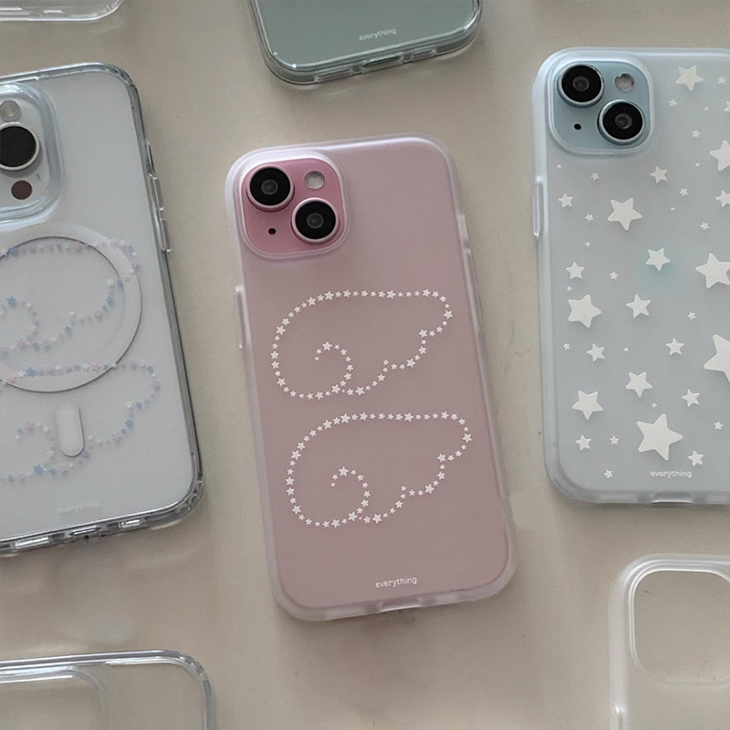 Jolie coque de téléphone coréenne Ins Star ailes d'ange, dessin animé, pour iPhone 16 15 14 13 12 11 Pro Max XR XS 7 8 Plus MINI Y2K porte-bonheur